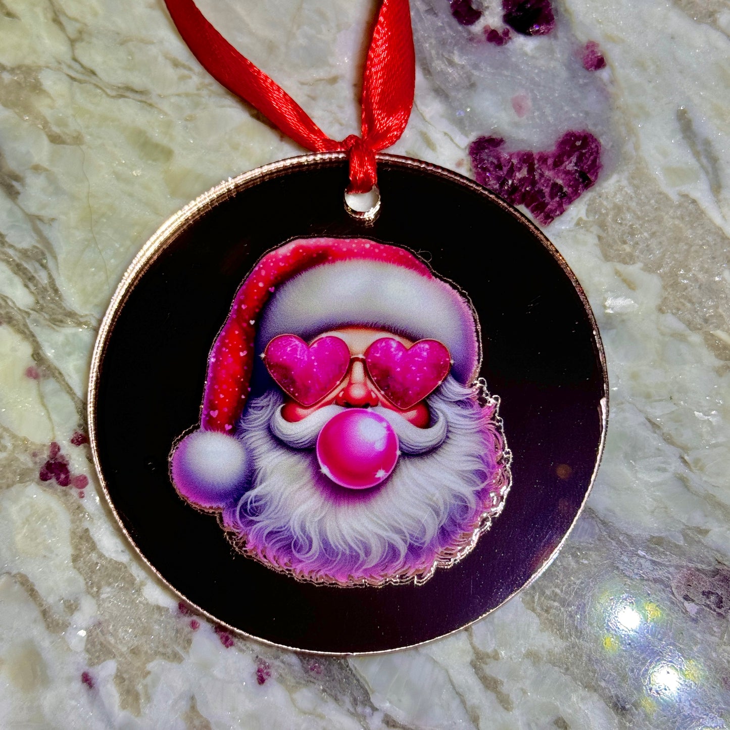 Bubblegum Santa Acrylic 3 Inch Ornament