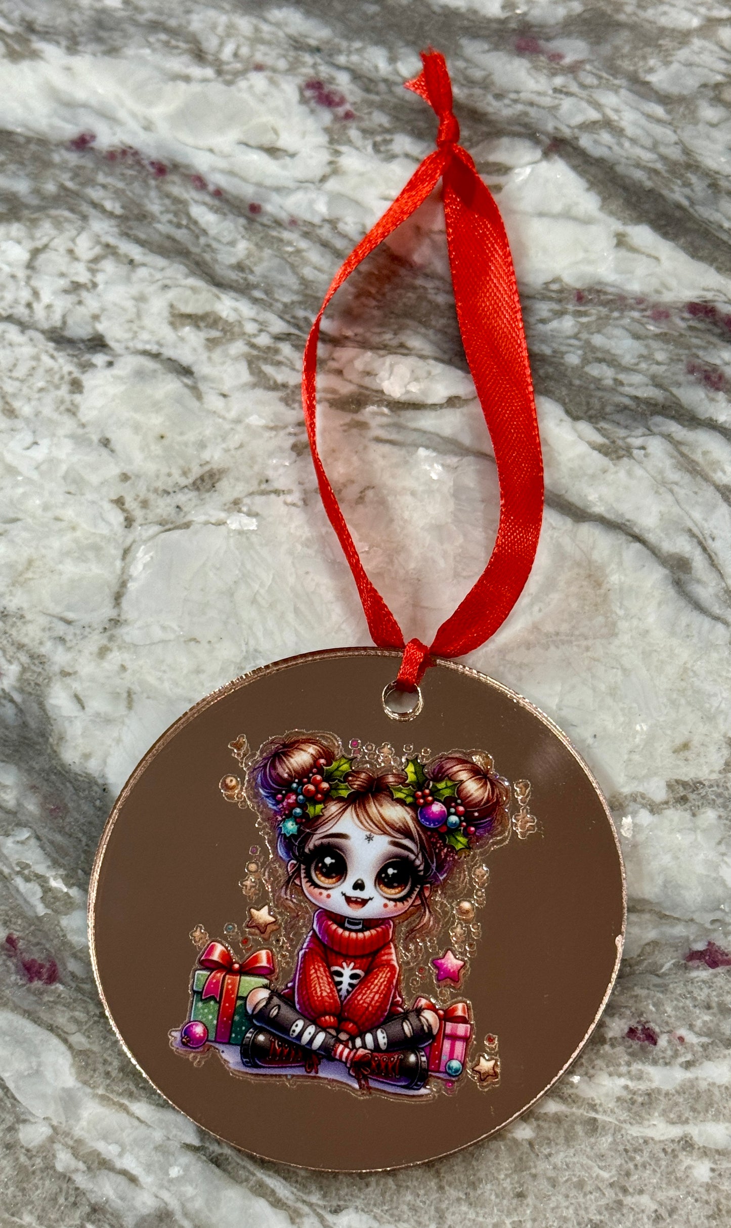 Cute Skelton Girl Christmas 3 Inch Ornament