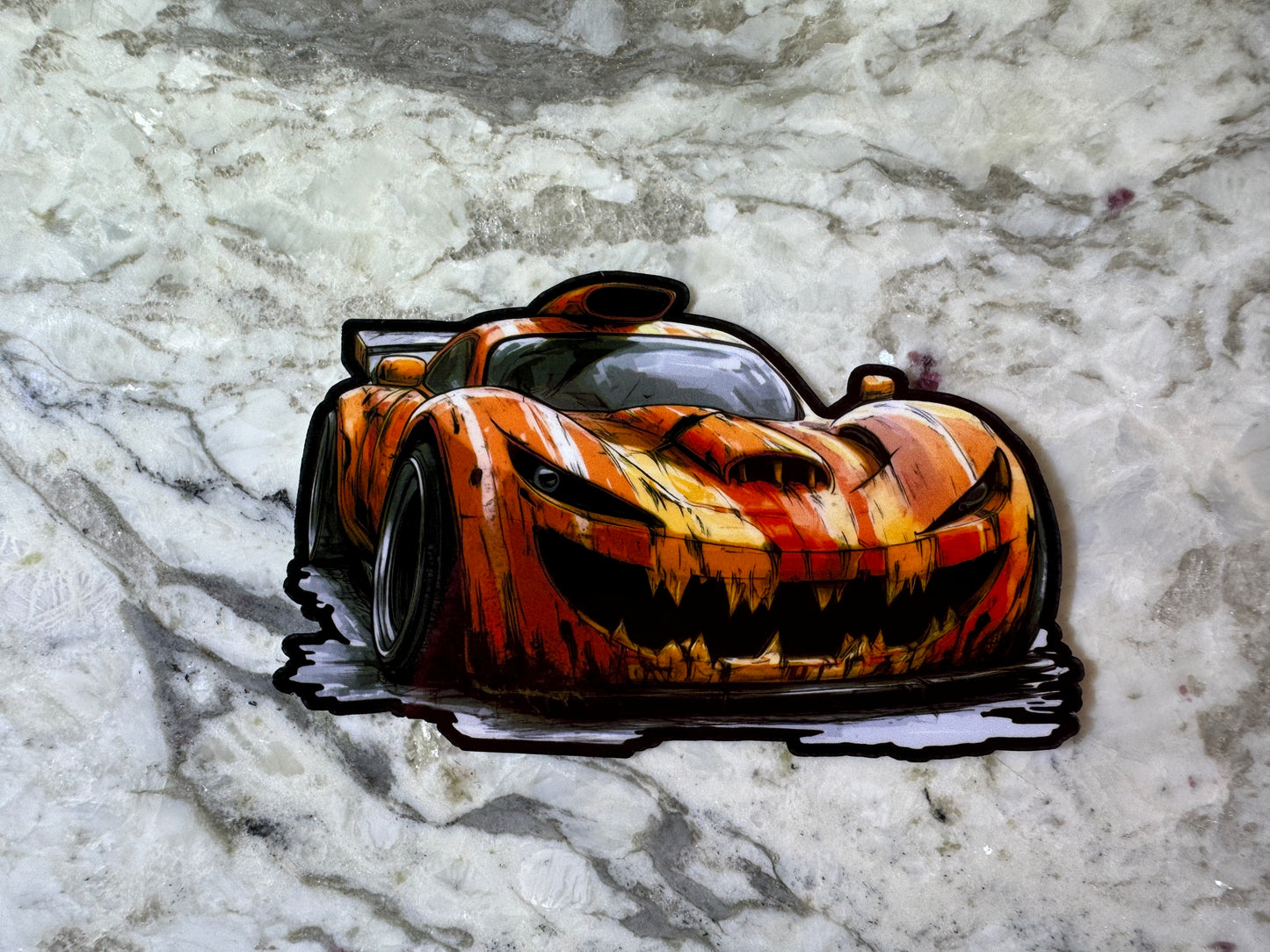 Mischievous Orange Monster Car Sticker
