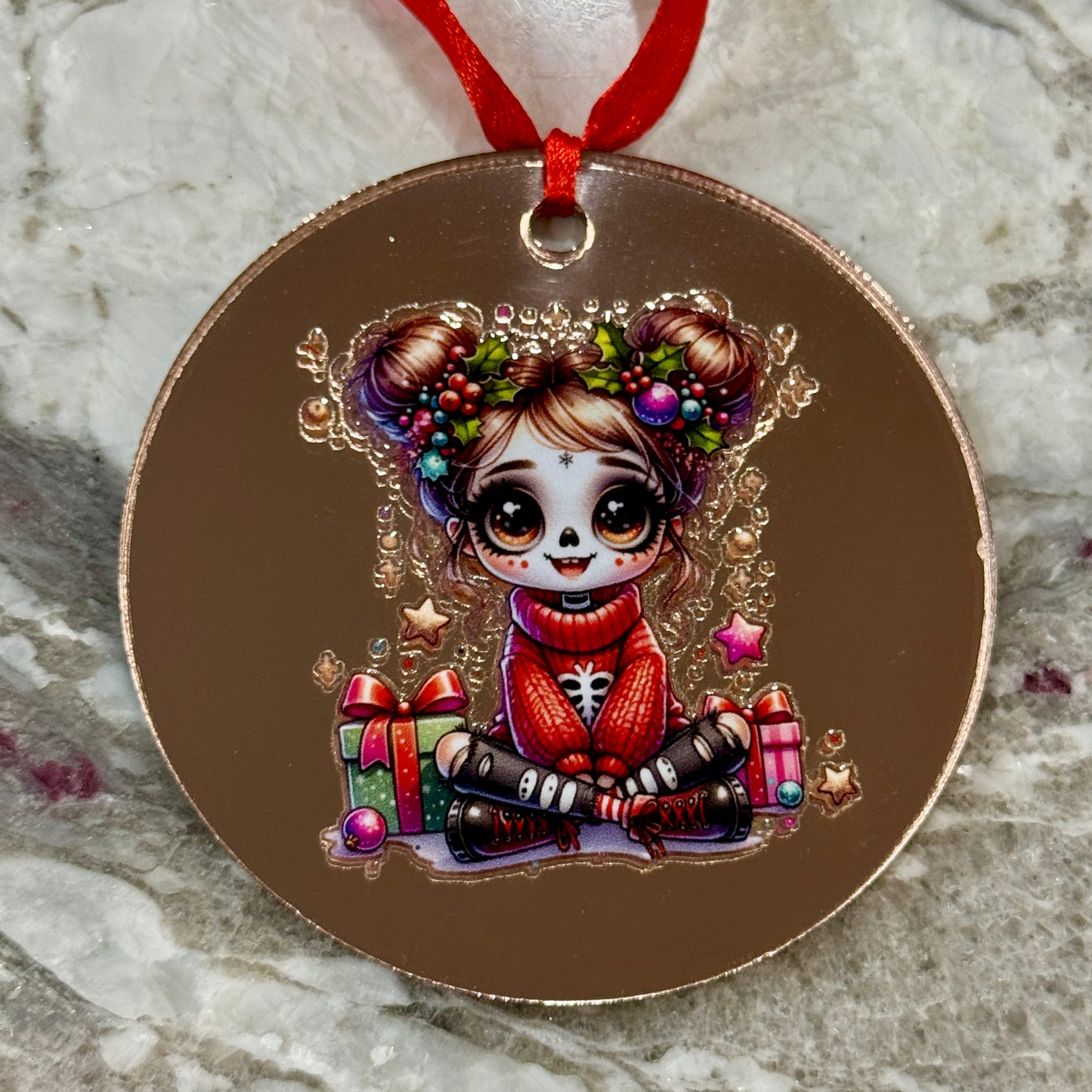 Cute Skelton Girl Christmas 3 Inch Ornament