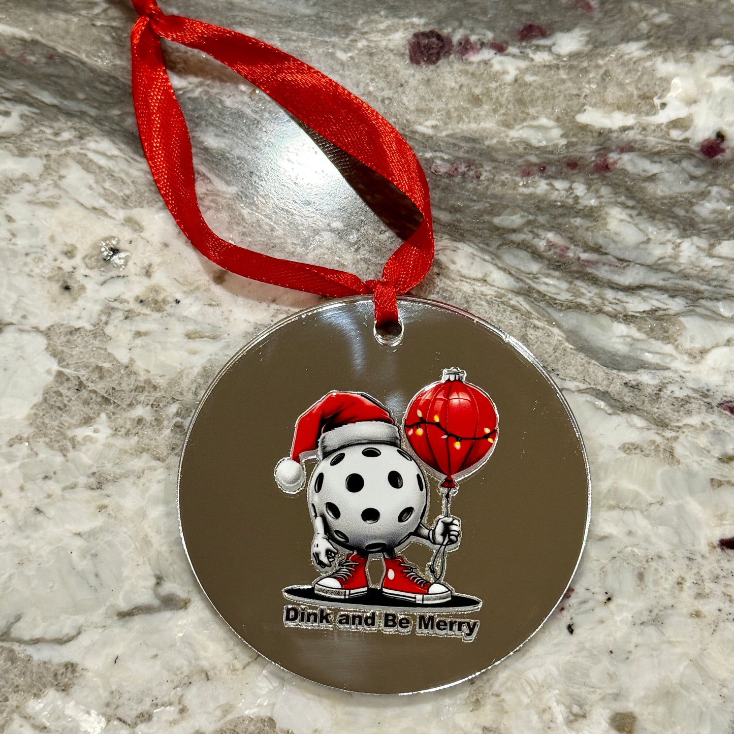 Pickleball Dink and Be Merry 3 Inch Ornament