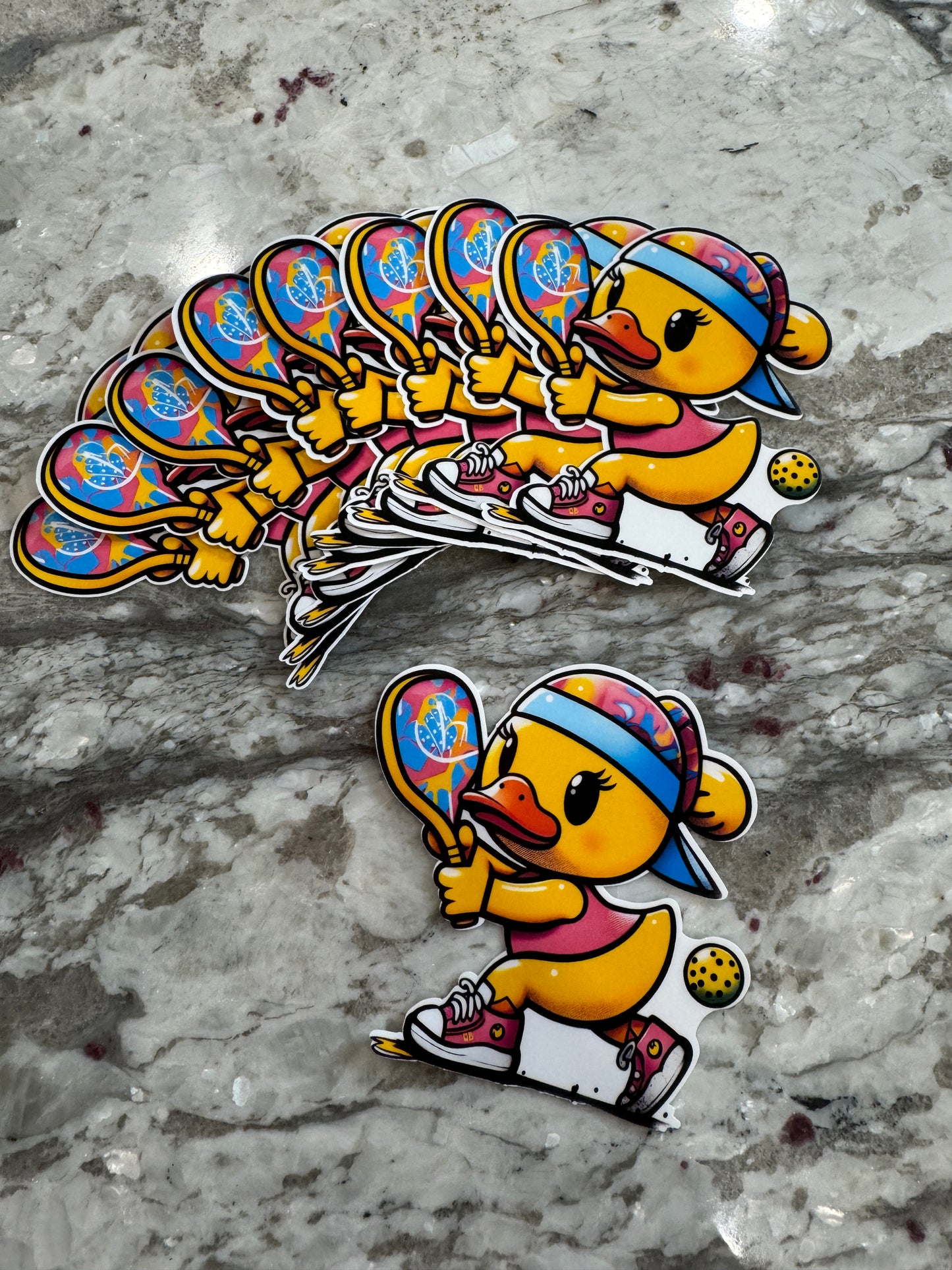 Pickleball Chick Rubber Ducky Sticker