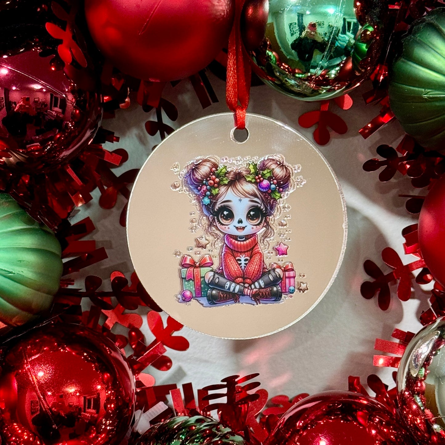 Cute Skelton Girl Christmas 3 Inch Ornament