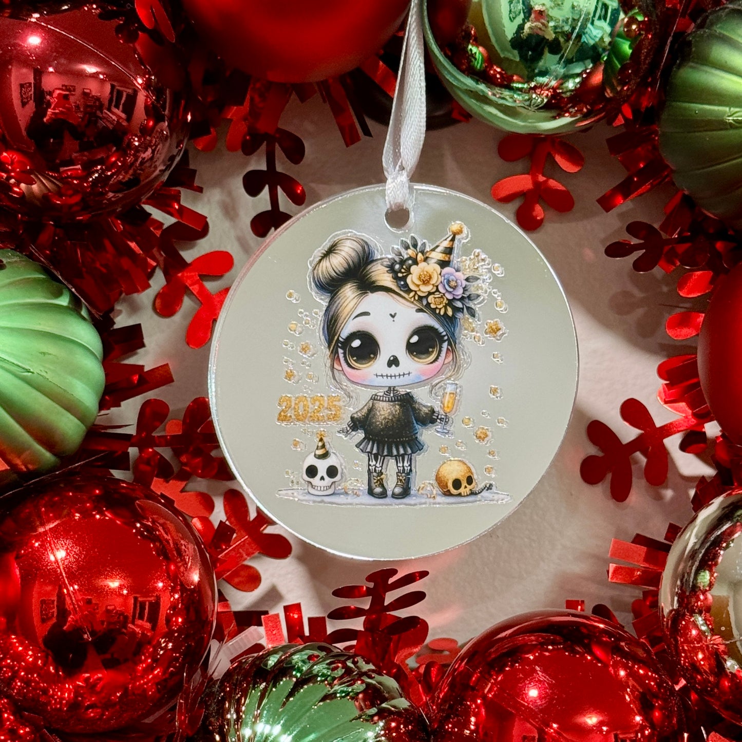 Cute Skeleton Girl 2025 3 Inch Ornament
