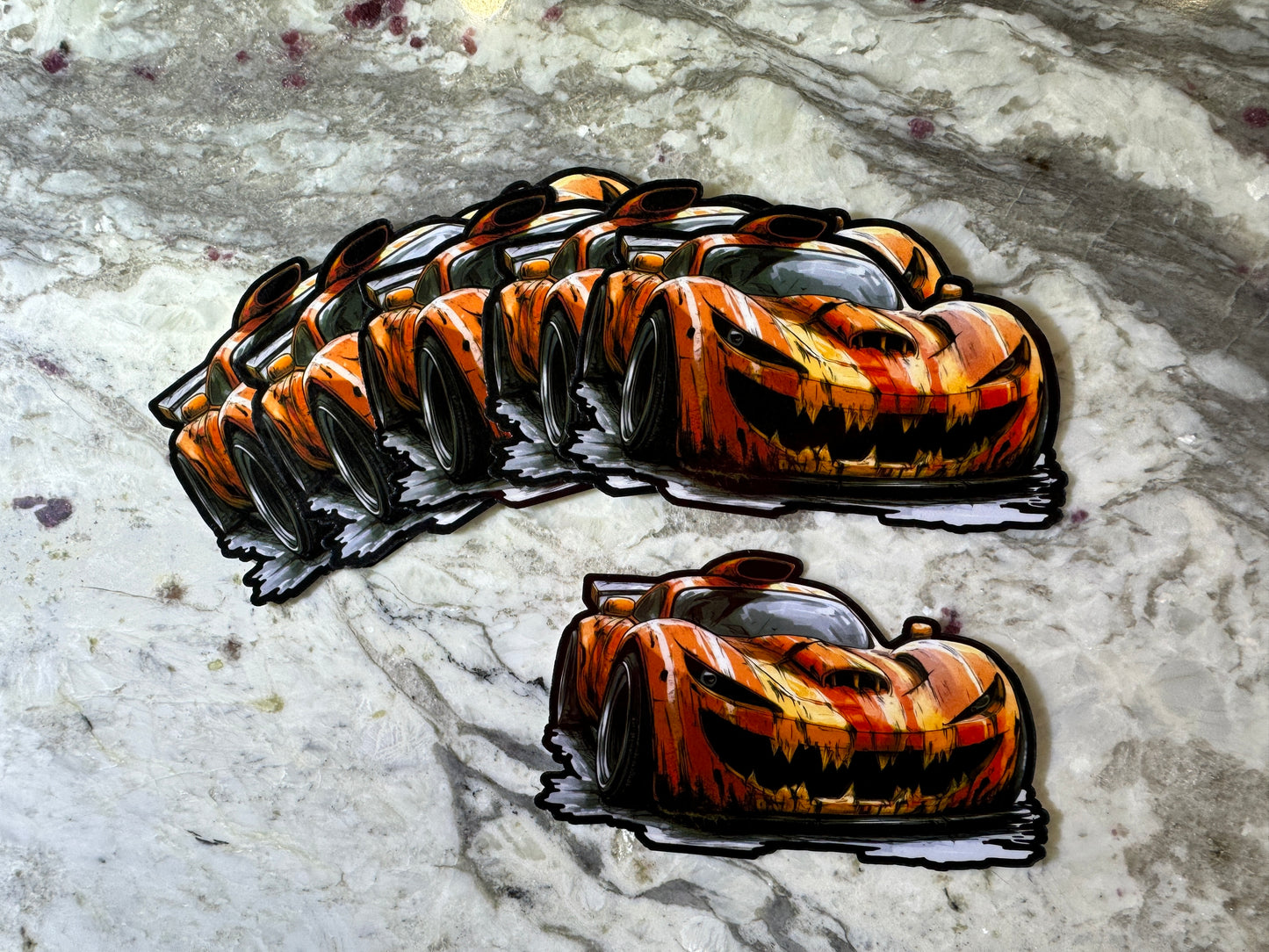 Mischievous Orange Monster Car Sticker