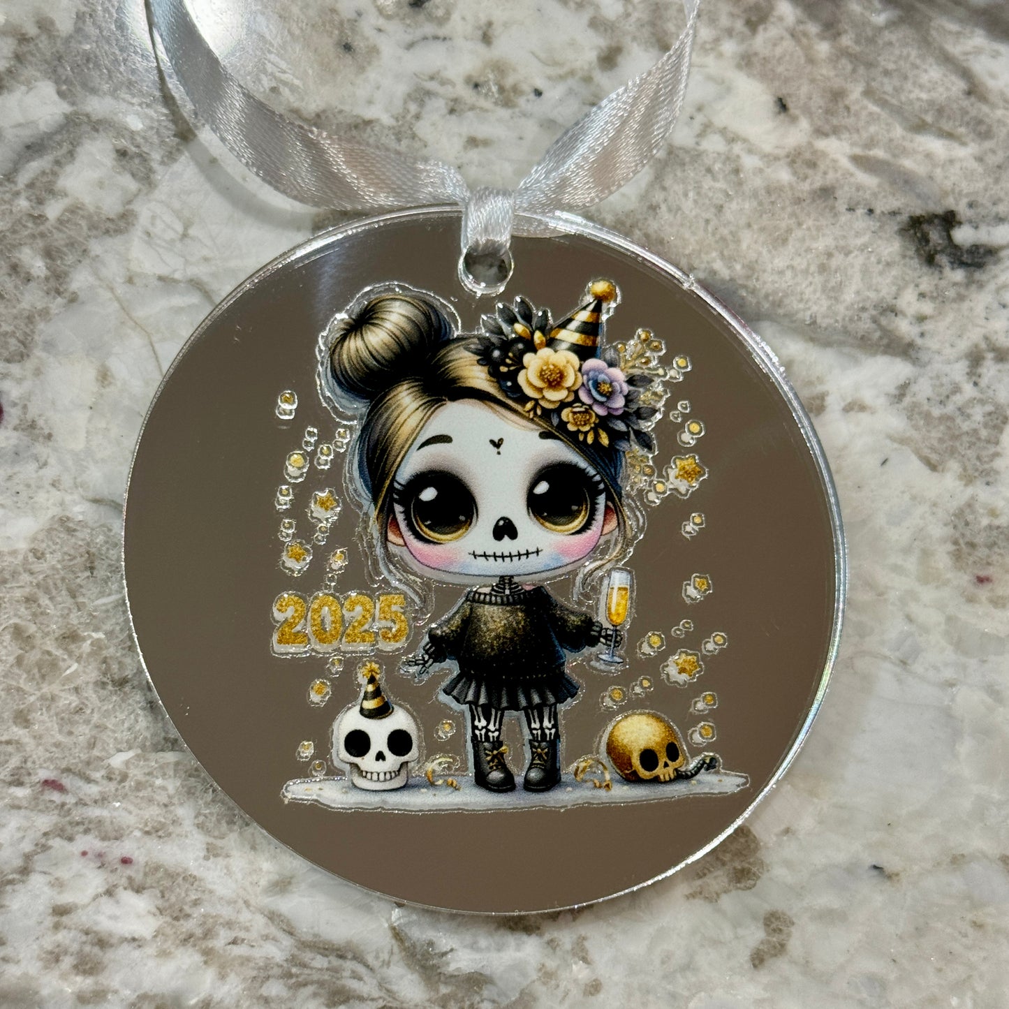 Cute Skeleton Girl 2025 3 Inch Ornament