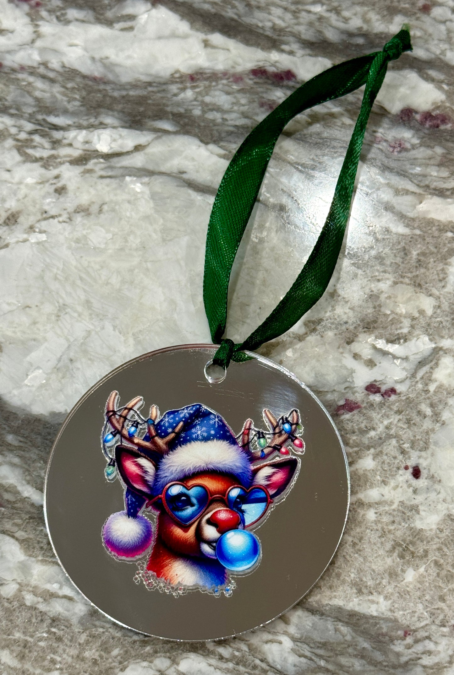 Bubblegum Reindeer Blue 3 Inch Ornament