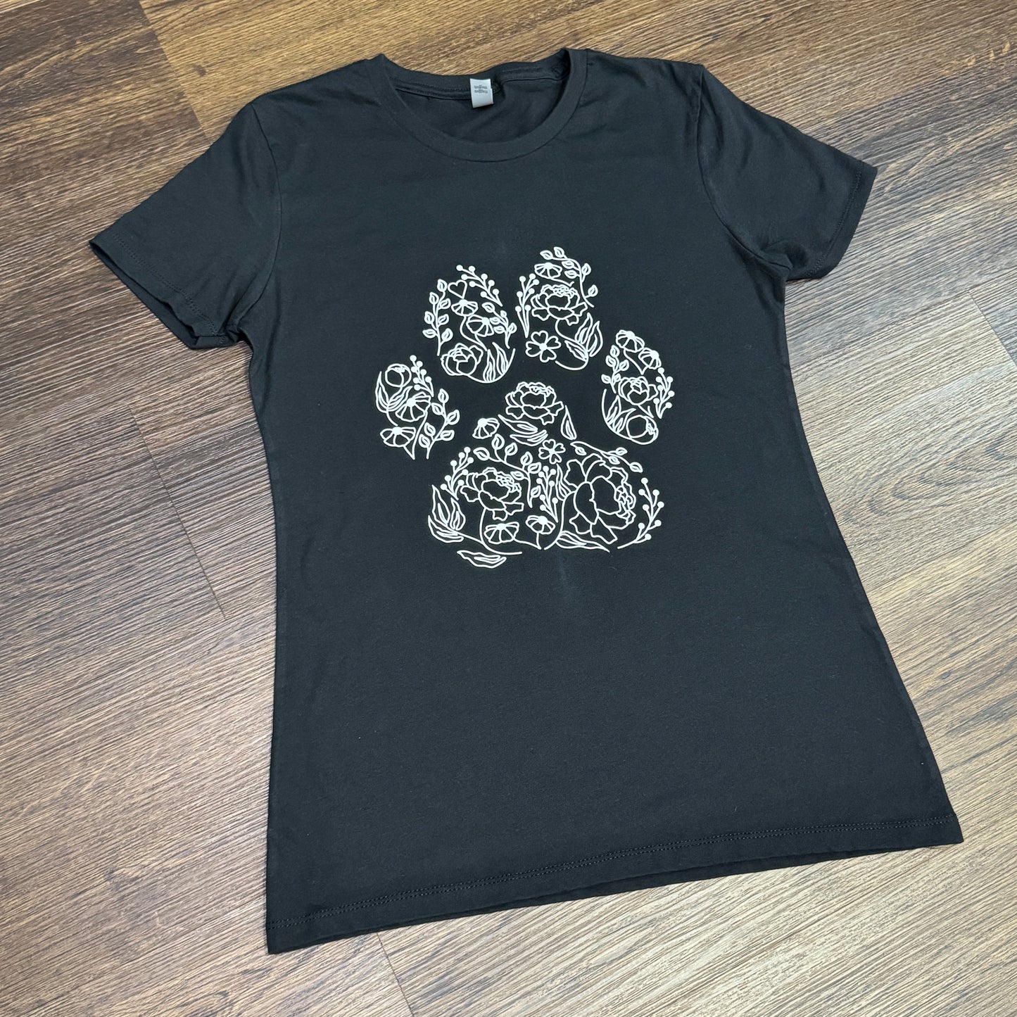 Floral Dog Paw Ladies T-Shirt