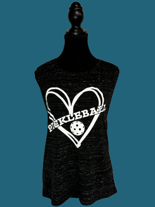 Pickleball Heart Ladies Flowy Muscle Tank