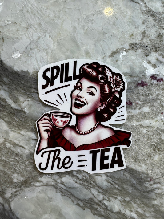 Retro Spill The Tea Sticker