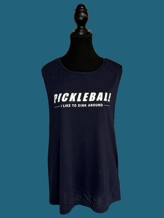 Pickleball, I Like to Dink Around Ladies Flowy Muscle Tank