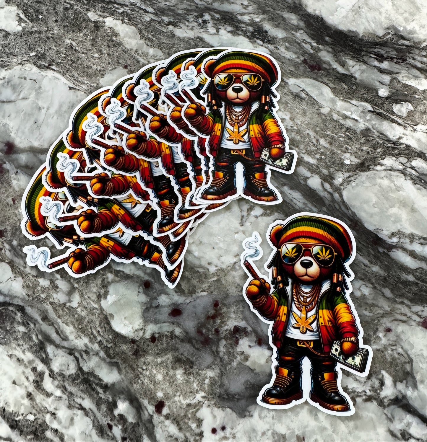 Rasta Teddy Bear Sticker