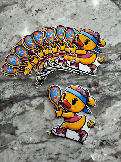 Pickleball Chick Rubber Ducky Sticker